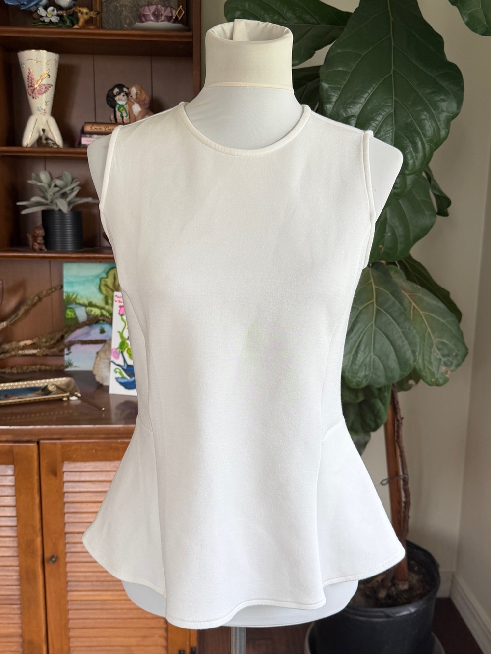 Spanx White Modal Stretchy Peplum Tank Top Shirt Blouse S